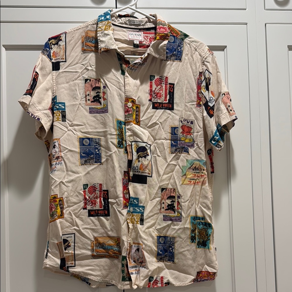 Beige Graphic Men's Shirt